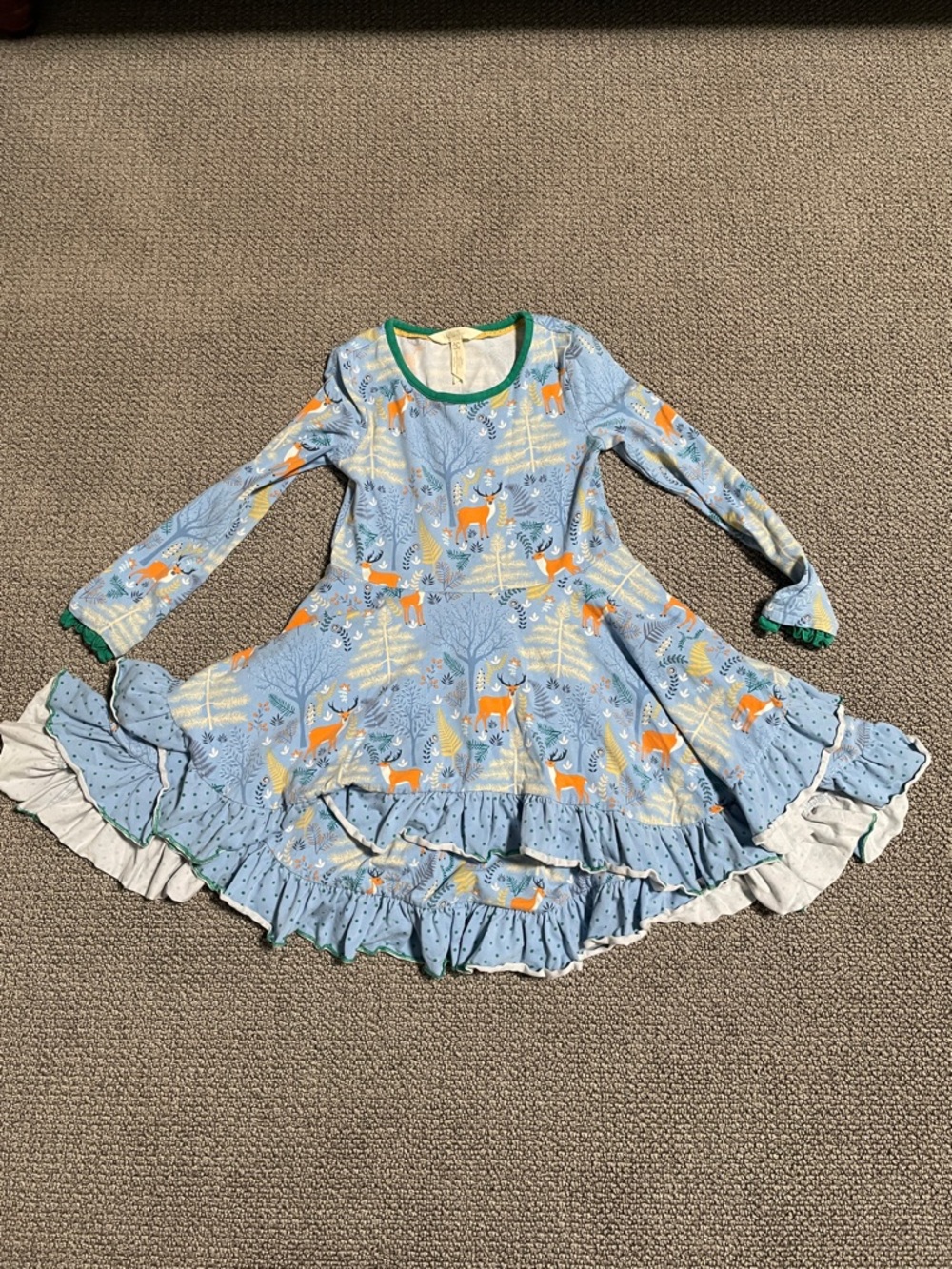 Matilda Jane Light Blue Woodland Print Dress with Green Trim